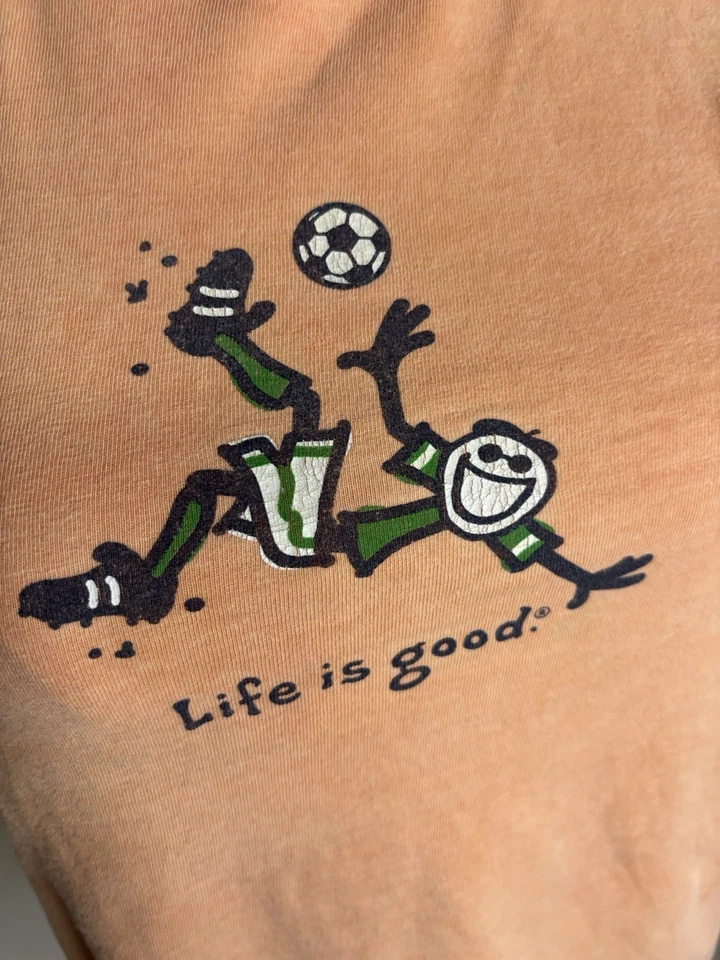 Camisa naranja de fútbol Life Is Good para niños 7/8 Foto 2 de 4
