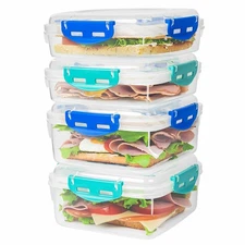 4 PCS Airtight Sandwich Containers - BPA-Free Microwave & Dishwasher Safe