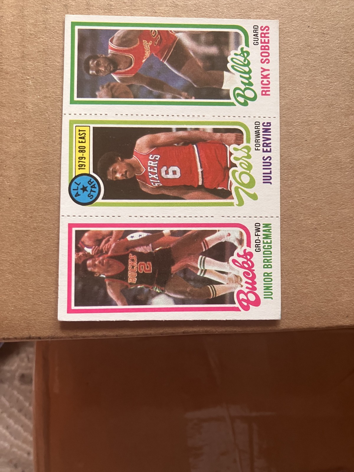 Junior Bridgeman / Julius Erving / Ricky Sobers #1 / 49 / 146 Basketball Cards 1980 Topps trading card — raw and PSA graded price guide