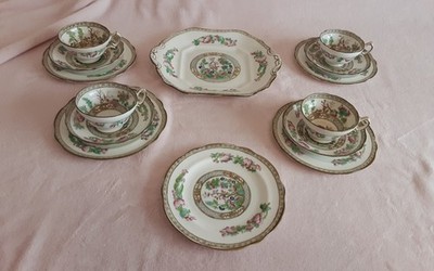 Vintage Hammersley & Co Indian Tree Tee für 4 x Trios plus Kuchenteller + Teller