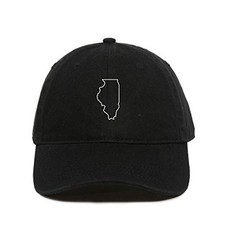 Illinois Map Outline Baseball Cap Embroidered Cotton Adjustable Dad Hat