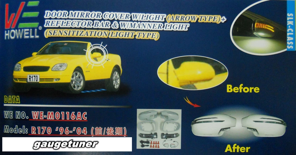 Fits Mercedes  R170 SLK-Class 96~04 Carbon Fiber Arrow LED Side Mirror Cover  - Image 2 of 4