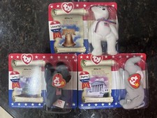 2000 McDonalds TY Beanie Babies American Trio Set - Bear,Donkey,Elephant