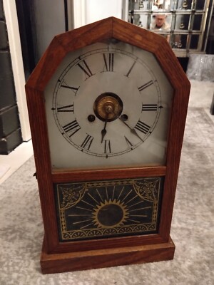 Vintage 1886 Jerome & Co New Haven Conn Oak Cased Rocket Time Piece Uhr