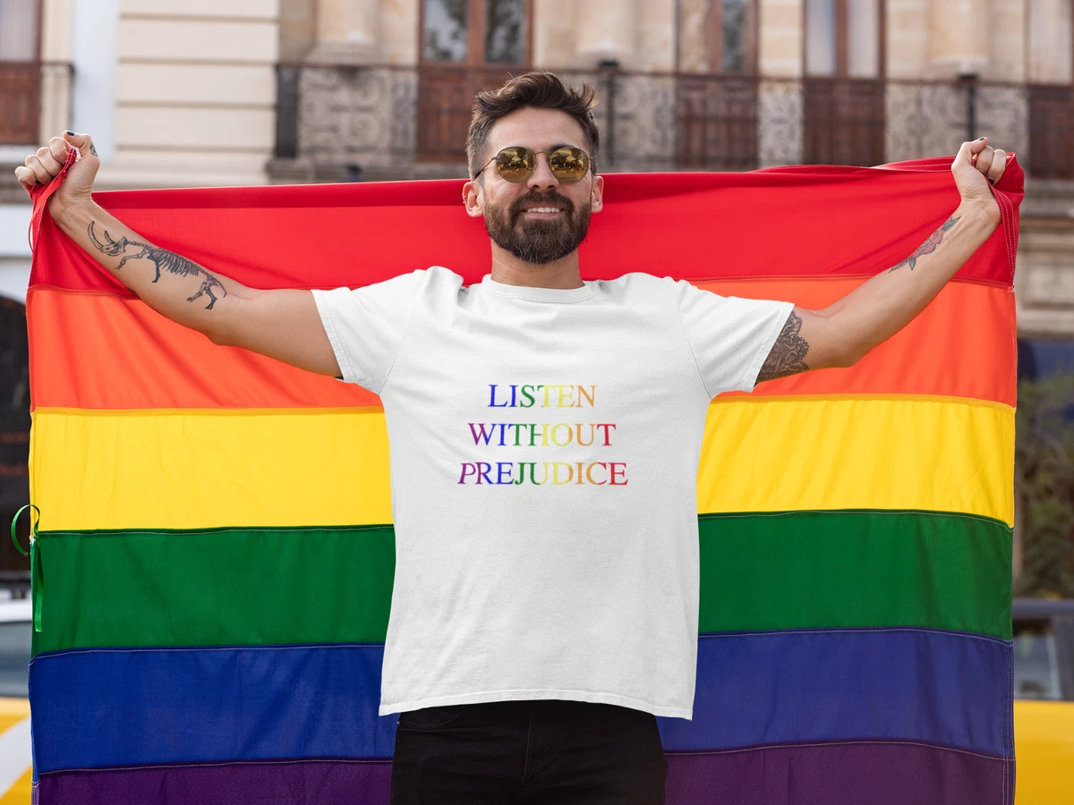 LISTEN WITHOUT PREJUDICE GAY LESBIAN SHIRT TSHIRT TEE UNISEX GEORGE MICHAEL TOP