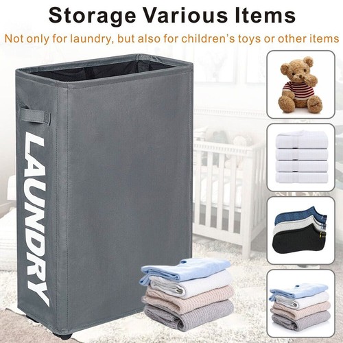 Cesta de lavandería impermeable 45 L delgada sobre ruedas plegable - Imagen 3 de 9