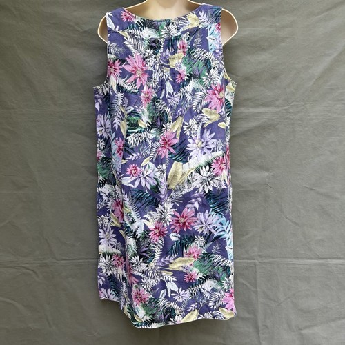 J.Jill Womens Dress Love Linen Purple Floral Sleeveless Shift Dress Tropical Med - Picture 2 of 4