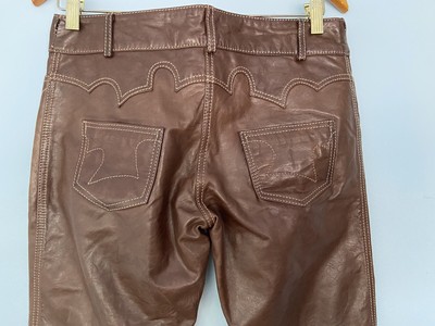 PRENS Brown Leather Pants Size 40 EU 