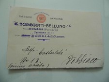 Cartolina Postale "GARAGE OFFICINE FIAT G. TONUTTI BELLUNO"