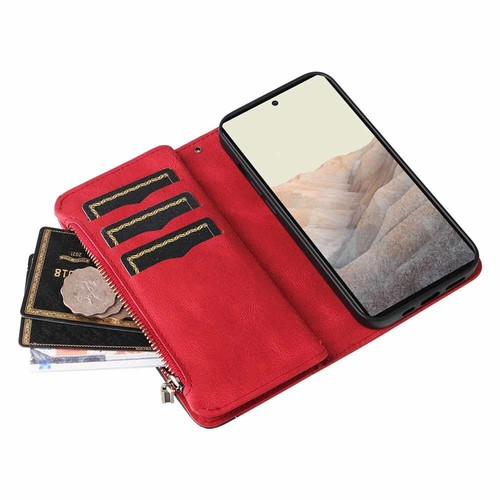 For Google Pixel 8 7 7A 6 Pro Zipper Wallet Card Holder Flip Leather Case Cover - Picture 41 of 43