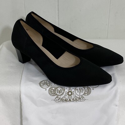 Peter Kaiser Heels Women's Wide 6.5 Black Stretch Fabric Nancy Leather Lining