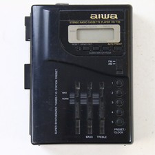 Tragbarer Cassette Player Recorder Aiwa HS-T55 Radio Funktion Schwarz mit Fehler