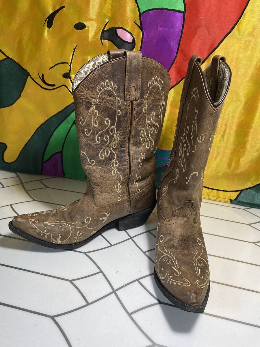 NEW YEAR ㊴ Smoky Mountain Western Boots Womens Snip Toe 8 D Brown 6054 | eBay