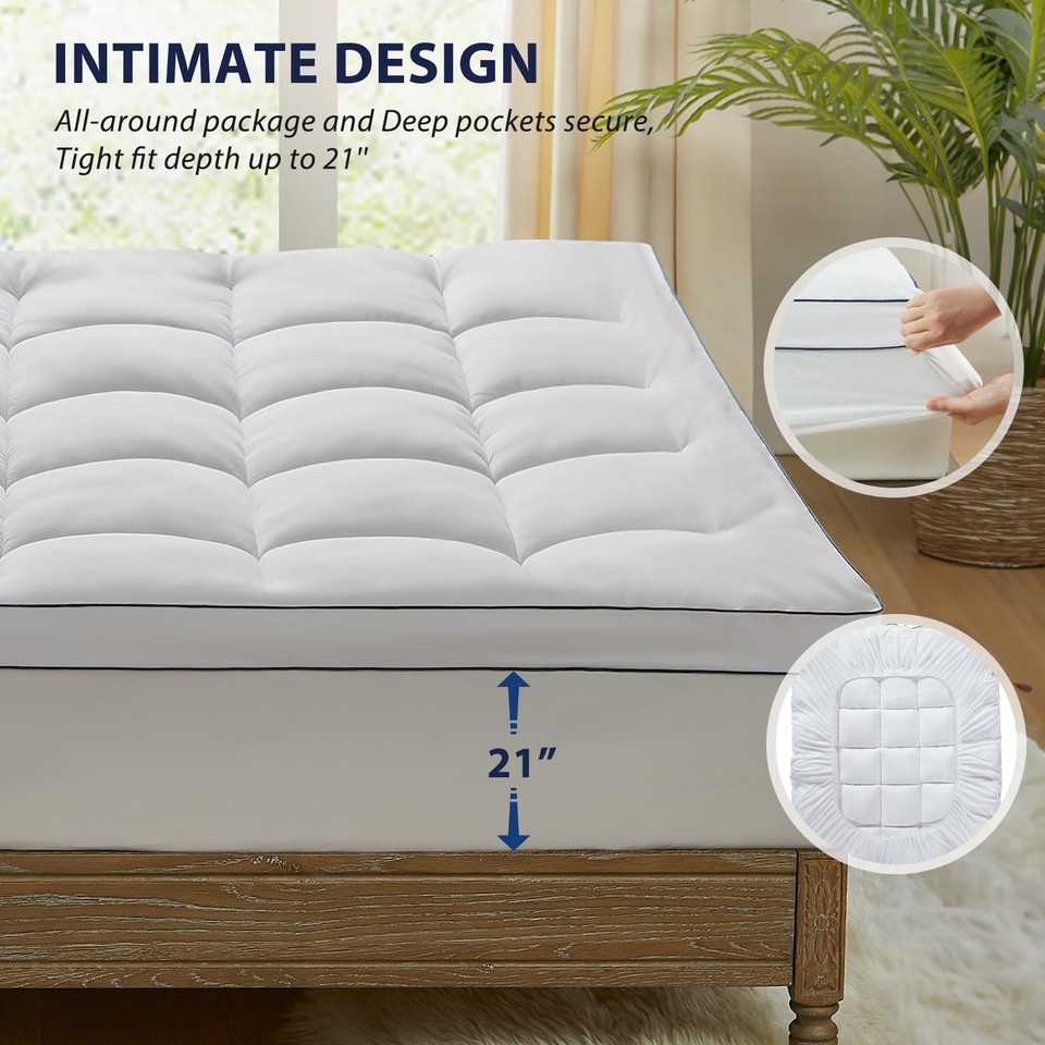 Homemate Mattress Pad Topper FULL Size Cooling Pillow Top Quilted