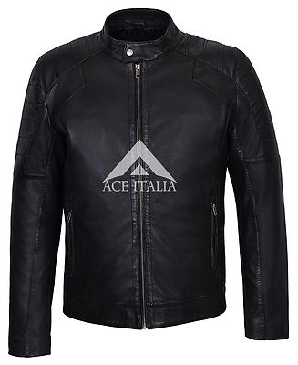 Herren Lederjacke schwarz schlicht Luxus Freizeit Hemd ECHT LAMMFELL JACKE 5124