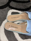 New A. Soliani Blue Italian Leather Slides Size 38 — photo 2