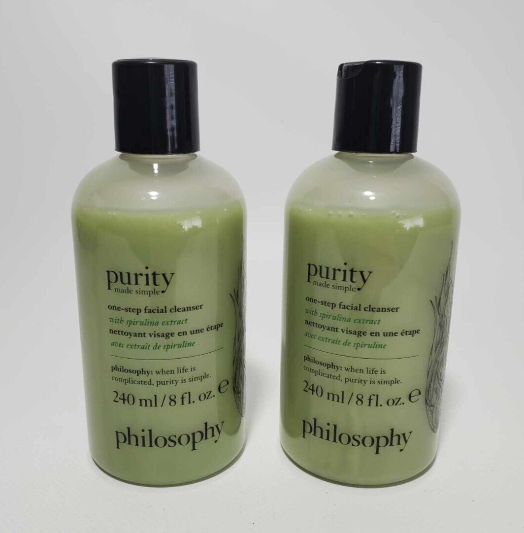 Philosophy Purity One-Step Facial Cleanser Spirulina 8oz Duo Pack New