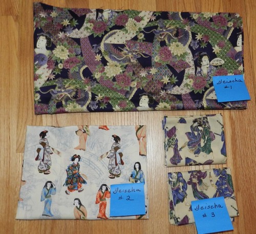 NEW Lot of 9 Kimono, et. al. Fabric - Asian Florals - Fans - Geishas - 5 1/2 Yds - Picture 5 of 5