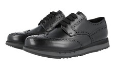 PRADA DRESS SNEAKERS SHOES BROGUE BLACK LEATHER LIGHT SOLE