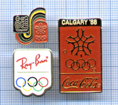 Anstecknadeln Olympische Spiele JO GALGARY Kanada Sponsoren RBC Royal Bank COCA COLA RAY-BAN