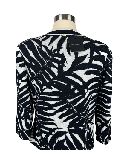 ST. JOHN L Blazer Hand Knit Graffiti Palm Jacquard Topper Jacket NEW NWT - Picture 5 of 14