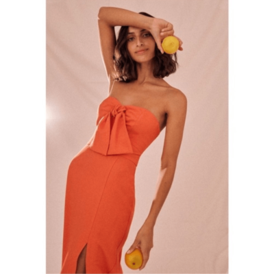knee length dresses for ladies Women's Emery Poplin Midi Dress | Coral