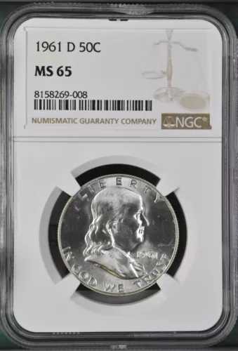 1961-D 50C  Franklin Half Dollar NGC MS65  8158269-008