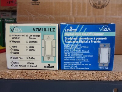 Leviton VZM10-1LZ VIZIA 1000w va 120vac Magnetic Low Voltage Dimmer White- 1 pk