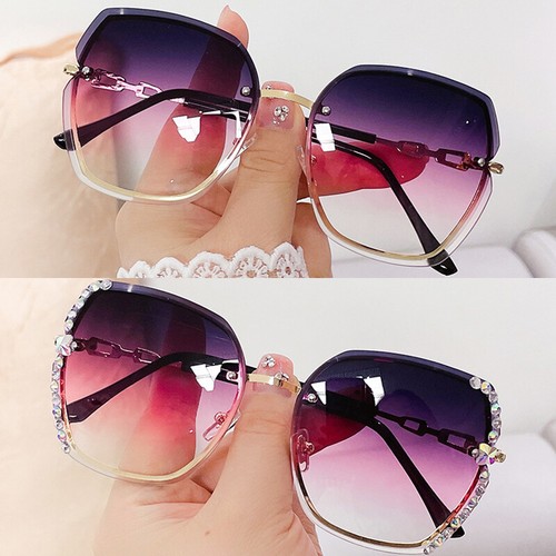 Women's Fashion Rimless Cut Edge Diamond Sunglasses polarized sunglass^ - Picture 13 of 23