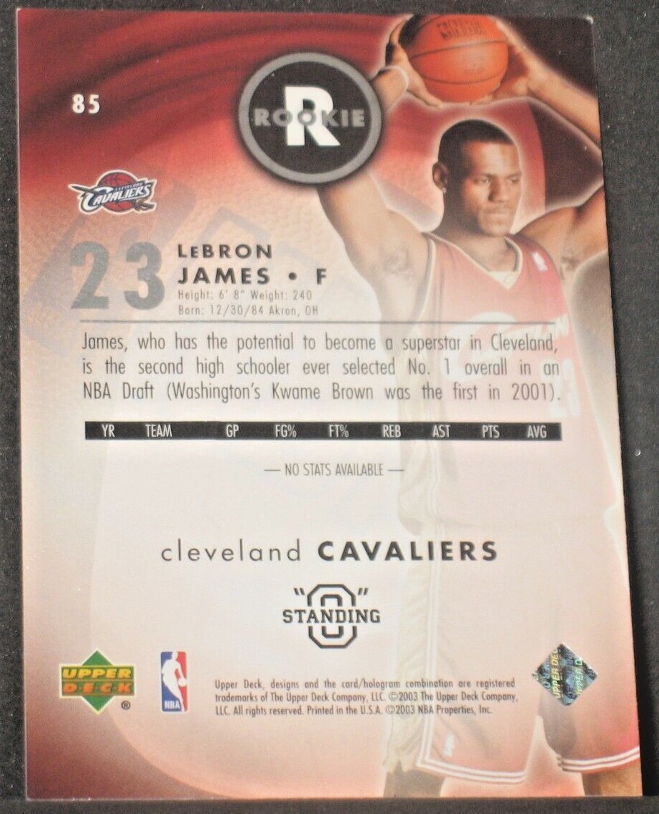03-04 Upper Deck Standing O レブロン 85 RC LeBron James 2003-04 Upper Deck Standing O Embossed Rookie