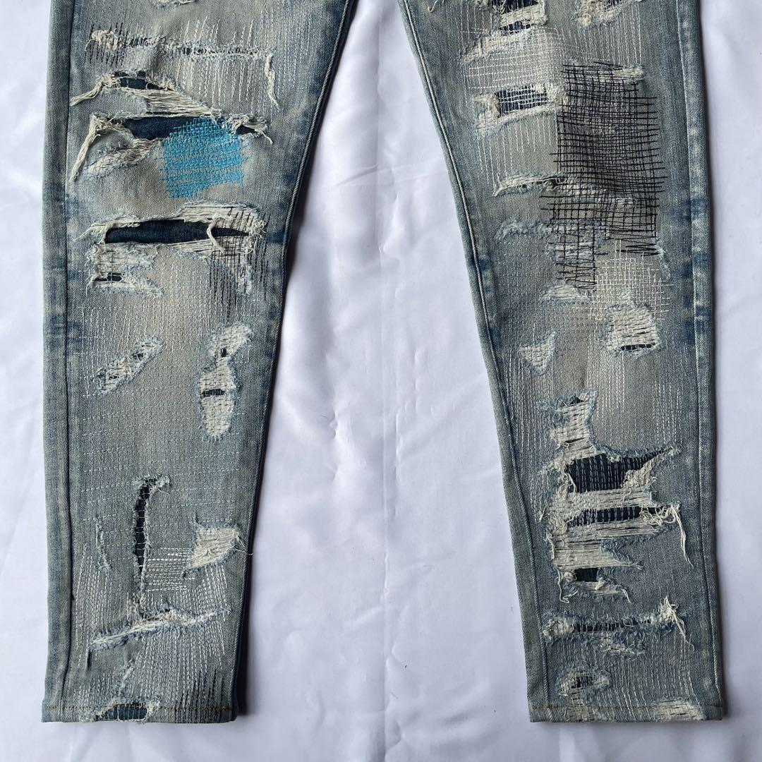 AMIRI ALL OVER REPAIR JEAN INDIGO 32 アミリ AMIRI ALL OVER REPAIR JEAN INDIGO 32 | eBay