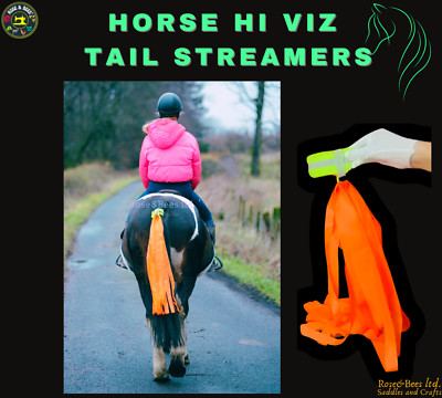 HORSE Hi Viz Reflective TAIL STREAMERS | Adjustable Hook and Loop Elastic Band