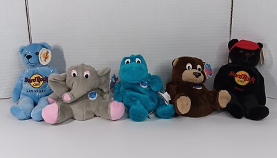 Planet Hollywood Hard Rock Cafe Bean Bag Plush Lot Cosmo Las Vegas Maui Popcorn