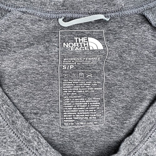 North Face Shirt Damen klein grau V-Ausschnitt Langarm Pullover Outdoor Wandern - Bild 3 von 7