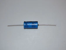 Illinois Capacitor 22@500V electrolytic capacitor,  axial leads, blue wrapper