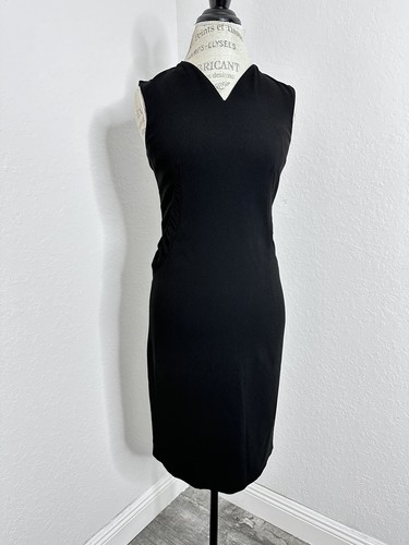 JIL SANDER Black Ruched Dress Women's size 36 Sleeveless Made Italy A-Line - Picture 2 of 6