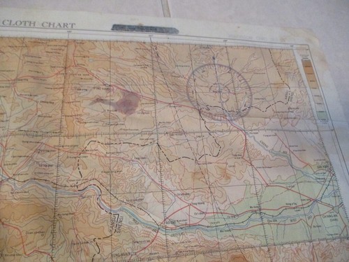 1944 WWII "The HUMP"~Mt OMEI/WEI~2 Sided ARMY Air Force PILOT~Cloth/Silk MAP~(G) - Picture 9 of 12