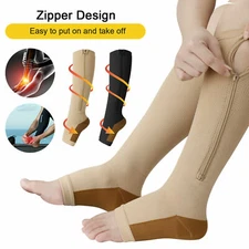 Medical Compression Socks 20-30mmHg Calf Leg Ankle Support Stocking Zipper Adult