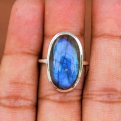 Beautiful Labradorite Gemstone 925 Sterling Silver Ring Gift For Women D-147