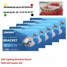 SANDENT Dental Orthodontic Self-ligating Brackets Braces Roth 022 Hooks 3 4 5 US