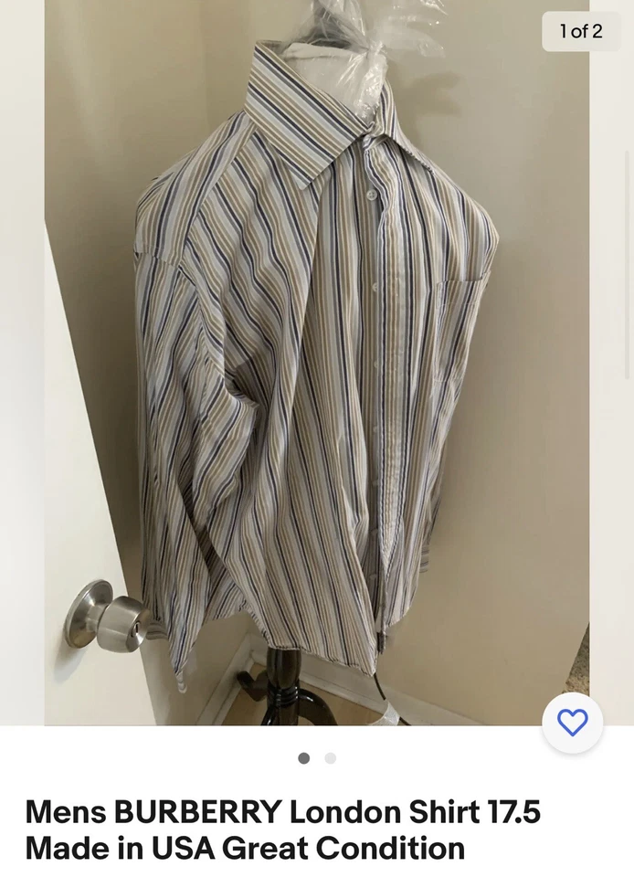 Burberry London Men’s  Long Sleeve Button Up Dress Shirt Size  Plaid 17.5 - Image 2 of 4