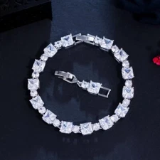 9 ctw Princess Cut Diamond Tennis Women's Bracelet 14K White Gold Plated .925