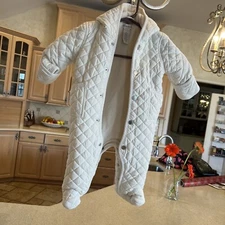 Ralph Lauren Quilted White Snow Suit Baby Bunting 6m Fleece-Lined
