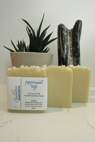 PEPPERMINT SAGE - Moisturizing Beef Tallow Handmade - Homemade Bar Soap wt. 4oz - 第 2/3 張圖片