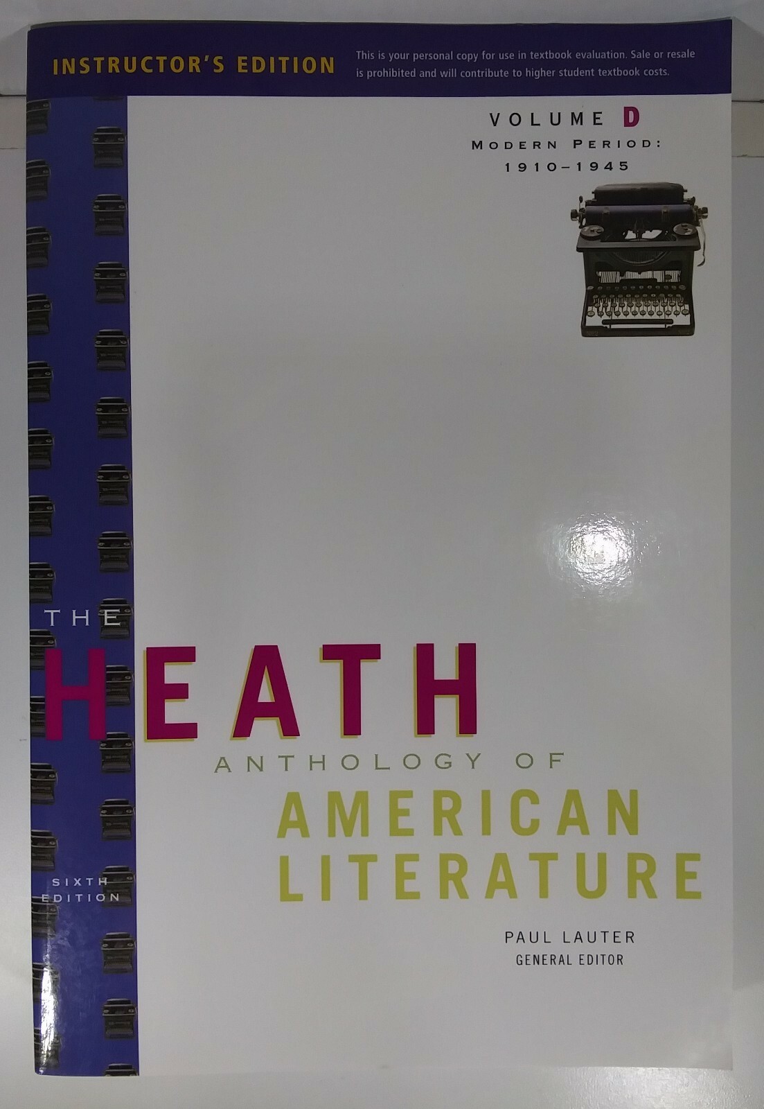 The Heath Anthology of American Literature Volume D 6th Edition