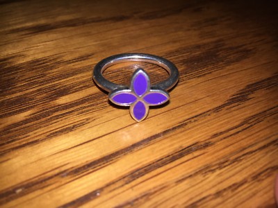 Authentic Pandora Silver Purple Enamel Petal Bluet Flower Ring