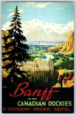 Canadian Pacific Hotel in Banff PC 2000s Reprint of Poster Artist Trompf Signed