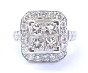 Princess-amp-Round-Cut-Diamond-Cluster-Ring-18Kt-White-Gold-2-41Ct-F-VS2