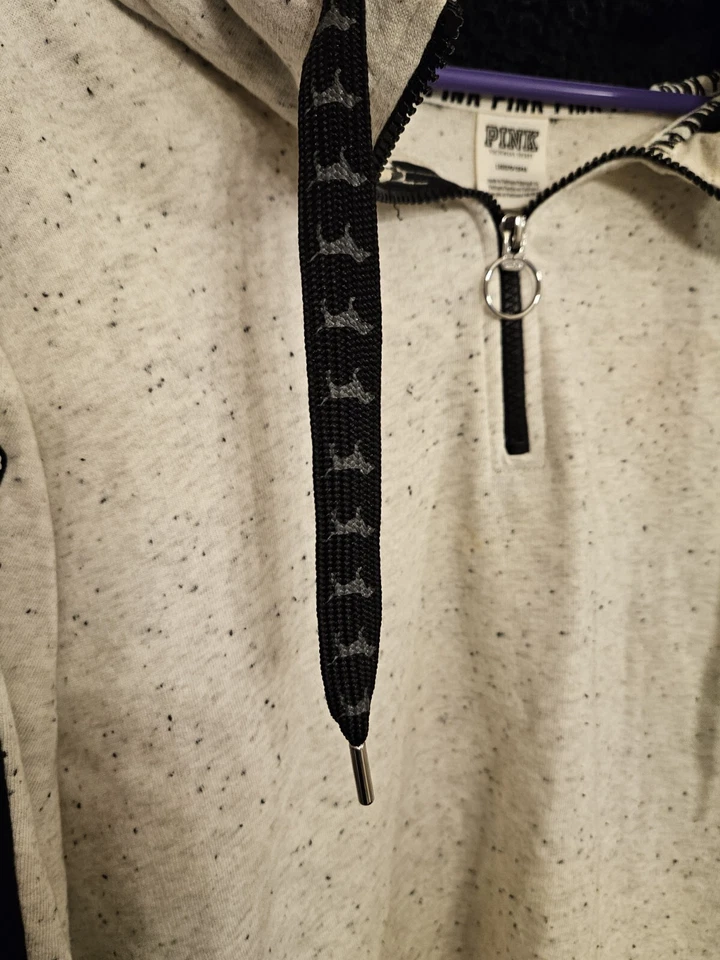 Rosa Bling Campus Sherpa Capucha Qz Túnica Sudadera con Capucha Gris Jaspeado Lentejuelas Perro Talla L VS Foto 4 de 4