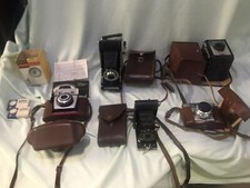 Lot Cameras Pocket Kodak, Junior 2, Colorsnap 35, Braun Paxette, Captain Coronet